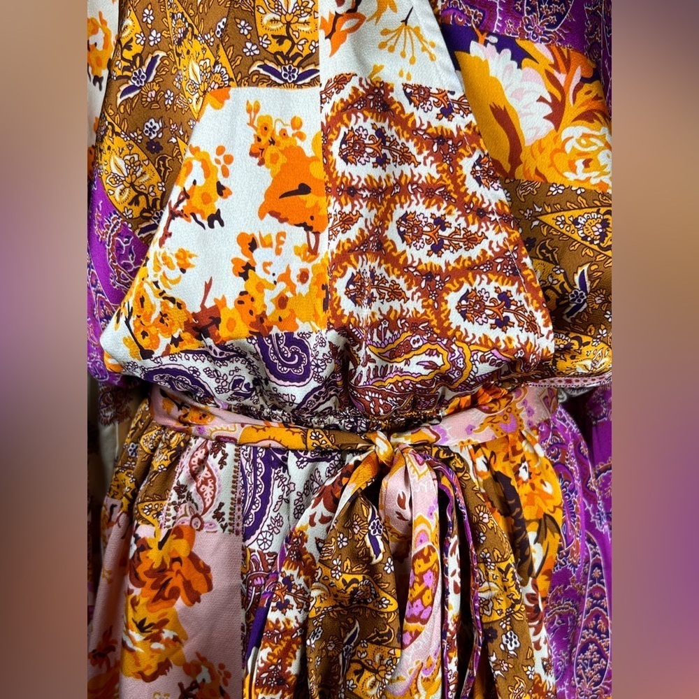 Fashion Nova Always On Vacation Romper - Purple/combo Silk Soft Size XL - Picture 4 of 12